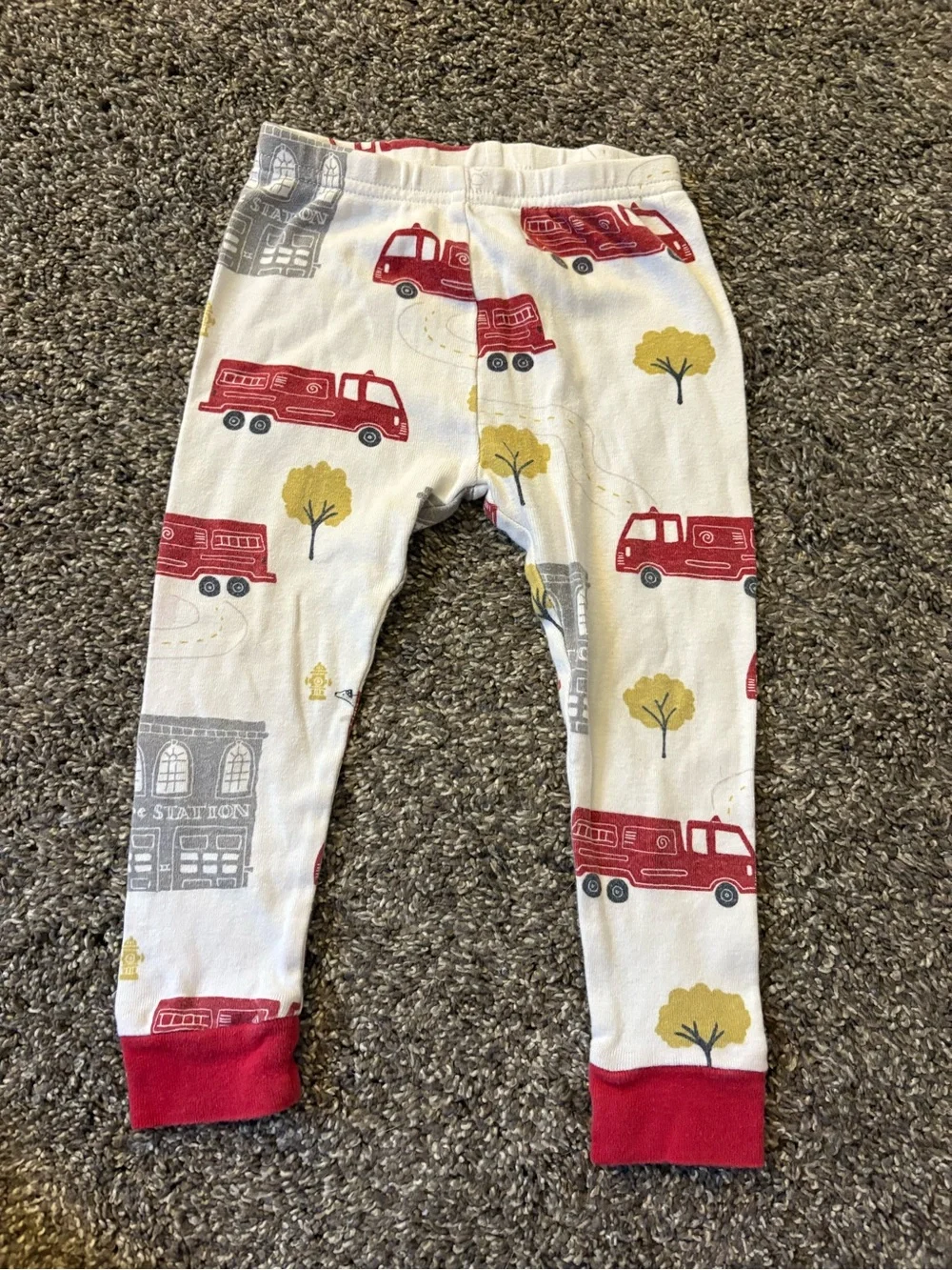 Carter's Red Fire Truck Pajama Set with Printed White Pants